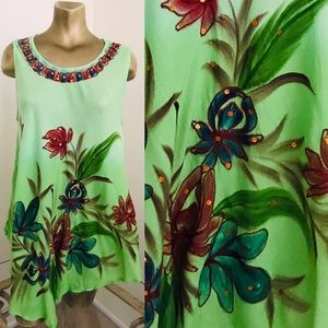 NWT Tropical Hand-Painted TUNIC TOP Free-Size